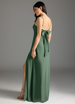 Azazie Melia Bridesmaid Dresses Eucalyptus A-Line Bow Stretch Crepe Dress image1