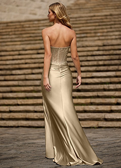 Glint Champagne Asymmetrical Rhinestone Prom Dress image2
