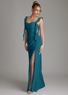 Azazie Jessamine Bridesmaid Dresses Ink Blue Mermaid Corset Chiffon Dress image6