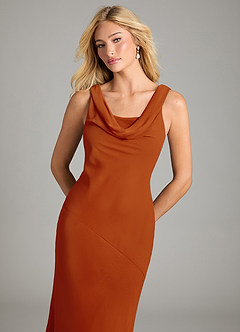 Azazie Rylina Bridesmaid Dresses Paprika Mermaid Pleated Chiffon Dress image3