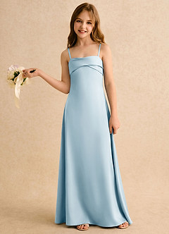 Azazie Mirabella Girls Formal Flower Girl Dresses Sky Blue Sheath Sweetheart Neckline Stretch Satin Dress image3