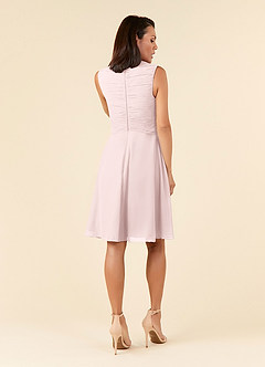 Azazie Theron Mother of the Bride Dresses Blushing Pink A-Line V-Neck Pleated Chiffon Dress image2