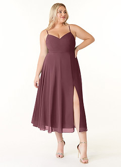 Azazie Clarissa Bridesmaid Dresses Sangria A-Line V-Neck Chiffon Dress image7