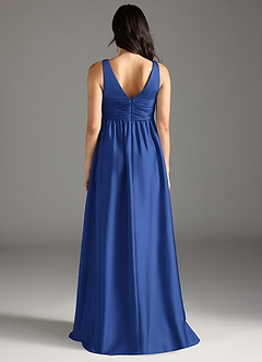 Azazie Yetta Maternity Bridesmaid Dresses A-Line Pleated Stretch Satin Floor-Length Dress image7