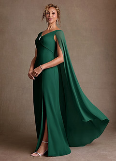 Azazie Boudica Klänningar till brudens mor Klä A-Line i Chiffong Plisserad Smaragdgrön image2