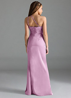 Azazie Eren Junior Wisteria Sheath Pleated Stretch Satin Dress image2