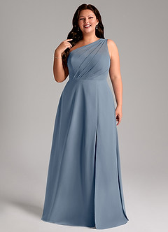 Azazie Phaedra Bridesmaid Dresses Twilight A-Line One Shoulder Chiffon Dress image13