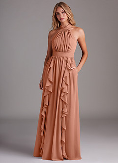 Azazie Avary Brautjungfernkleider A-Linie Plissee Chiffon Kleid Mai Tai image4