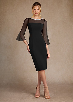 Azazie Bellevue Mother of the Bride Dresses Black Sheath Beaded Stretch Crepe Dress image4