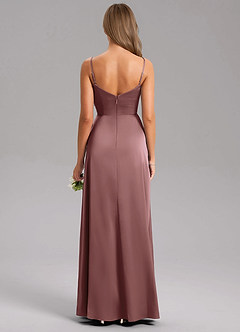 Azazie Azuree Bridesmaid Dresses Vintage Mauve A-Line Pleated Stretch Satin Dress image2