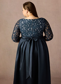 Azazie Delphi Kleider für die Brautmutter A-Linie Pailletten Spitze Kleid Dunkelmarine Taubenblau image7