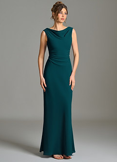 Azazie Kieryn Bridesmaid Dresses Pine Mermaid Pleated Chiffon Dress image5
