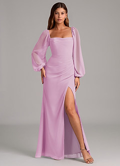 Azazie Brixley Abiti da Damigella Abito Sirena in Chiffon Manica Lunga Rosa Confetto image4