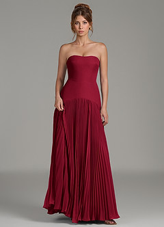 Azazie Yuliana Bridesmaid Dresses Burgundy A-Line Strapless Chiffon Dress image6