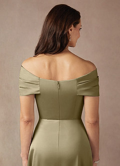 Azazie Amelia vestidos de madre de la novia Vestido de Musgo Verde de Satén Elástico de Corte En A con Vestidos sin tirantes image8
