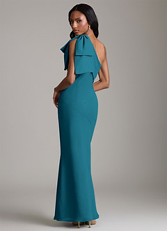 Azazie Yuanna Bridesmaid Dresses Ink Blue Mermaid One Shoulder Chiffon Dress image2