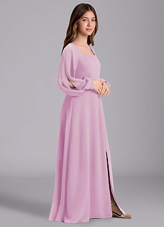 Azazie Bondi Junior Candy Pink A-Line Blouson Chiffon Dress image4