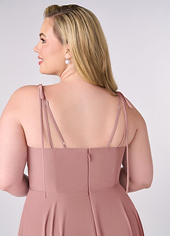 Barbie ♥ Azazie Brudtärnklänningar Klänning av A-Line i Chiffong Rosett Dammig Ros image10