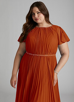 Azazie Kara vestidos de dama de honor modestos Vestido de Corte En A Plisado Hasta el suelo Gasa image15
