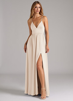 Azazie Aaida Bridesmaid Dresses White Alabaster A-Line Corset Stretch Satin Dress image4