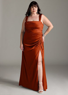 Azazie Jesaphine Bridesmaid Dresses Paprika Sheath Bow Stretch Satin Dress image8