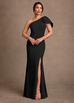 Azazie Haddie Moeder van de bruid jurken Kolom Jurk van Stretch crêpe One-Shoulder Zwart image1