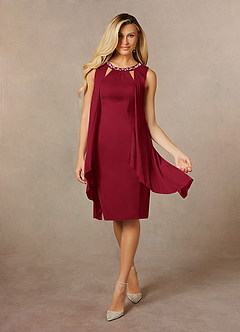 Azazie Viviana Mother of the Bride Dresses Burgundy A-Line Sequins Mesh Dress image3
