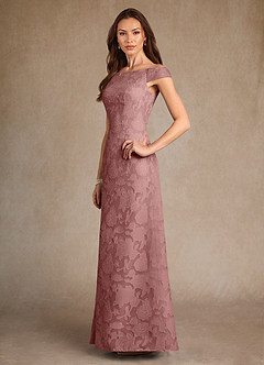 Azazie Moore Mère de la mariée Robes Robe Trapèze en Blumen-Burnout Col de bateau Rose Poussiéreuse image4