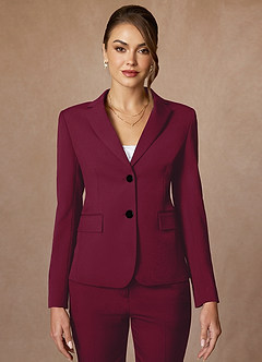front Whitney Burgundy Structured Stretch Blazer