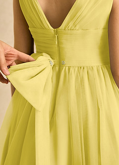 Azazie Macaron Flower Girl Dresses Canary A-Line Pleated Tulle Dress image6