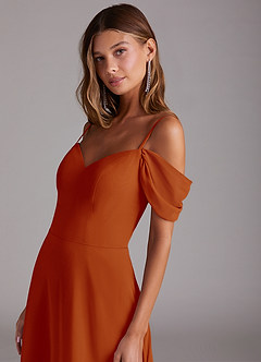 Azazie Marley Bridesmaid Dresses Paprika A-Line Off the Shoulder Chiffon Convertible Dress image9
