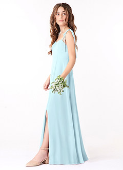 Azazie Rosey Junior Cloud Blue A-Line Sweetheart Neckline Chiffon Dress image3