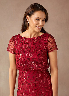 Azazie Lehi Mother of the Bride Dresses Burgundy A-Line Sequins Dress image7