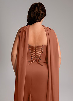 Azazie Sorrel Robes de demoiselle d'honneur Robe Sirène Convertible en Satin extensible Sans bretelle Rose De Cèdre image11