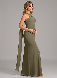 Azazie Kinsley Bridesmaid Dresses Willow Green Mermaid Pleated Chiffon Dress image6