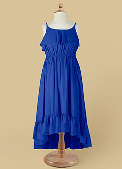 Azazie Karmen Flower Girl Dresses Royal Blue A-Line Ruched Chiffon Dress image9