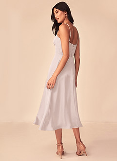 Azazie Dottie Bridesmaid Dresses Blushing Pink A-Line Stretch Satin Dress image5