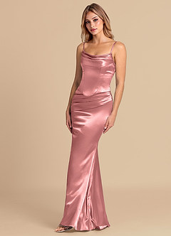 Azazie Sorrel Robes de demoiselle d'honneur Robe Sirène Convertible en Satiné métallisé Corset Rosette image4