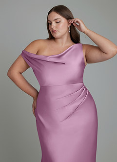 Azazie Emerson Brautjungfernkleider Meerjungfrau-Linie Schulterfrei Stretch-Satin Kleid Blauregen image12