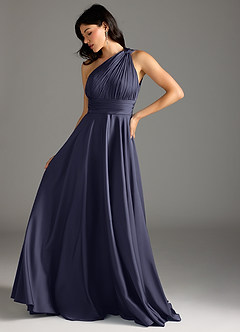 Azazie Charlize Jurken voor bruidsmeisjes Jurk van Stretch Satijn met A-lijn One-shoulder Stormachtig image5