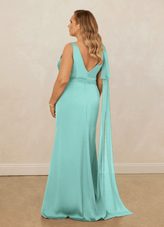 Christian Siriano Bridal for Azazie 1011 Brautjungfernkleider Meerjungfrau-Linie Schleifen Stretch-Satin Kleid Aqua image12