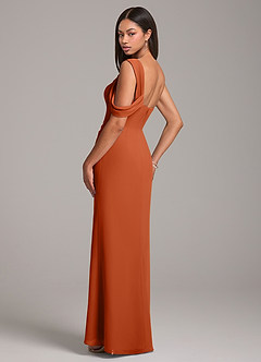 Azazie Wynter Vestidos de damas de honor Vestido de Naranja Quemada de Gasa de Corte Recto con Vestidos sin tirantes image5