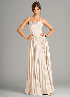 Azazie Saedra Bridesmaid Dresses White Alabaster A-Line Corset Stretch Satin Dress image3