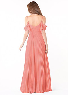 Azazie Lyney Jurken voor bruidsmeisjes Jurk van Chiffon met A-Lijn Off the Shoulder Koraal image2
