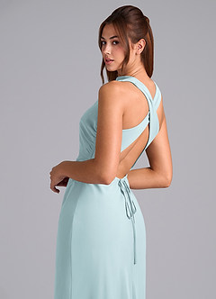 Azazie Evadne Bridesmaid Dresses Mist A-Line Pleated Chiffon Dress image8