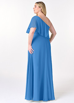 Azazie Lizzy Bridesmaid Dresses Blue Jay A-Line One Shoulder Chiffon Dress image11