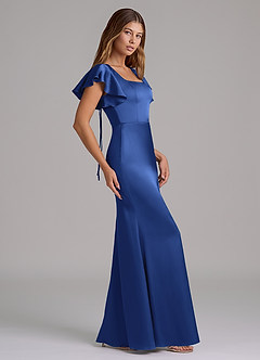 Azazie Elkie Bridesmaid Dresses Royal Blue Mermaid Square Neckline Stretch Satin Dress image3