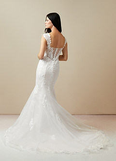 Azazie Roux Wedding Dresses Diamond White Mermaid Sequins Satin Dress image4