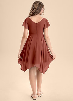 Azazie Janeaurelia Junior Auburn A-Line Pleated Chiffon Dress image2