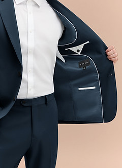 front James Navy Blue Structured Stretch Suit Jacket